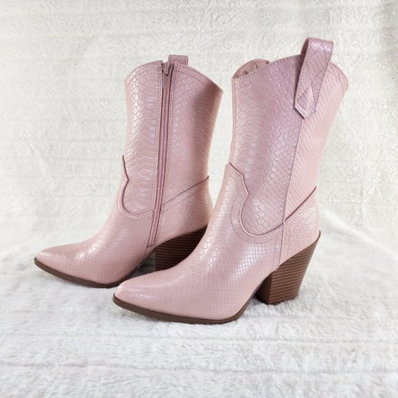 Mata Shoes - Pink Western-Style Ankle Boots